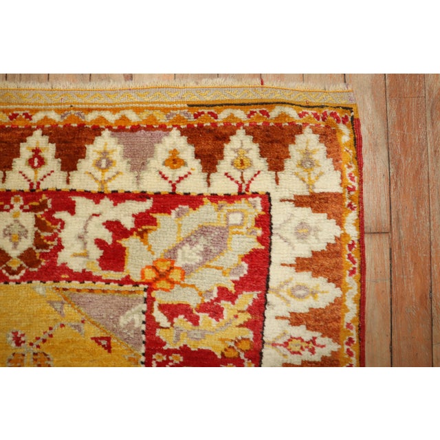 Early 20th Century Zabihi Collection Bright Yellow Turkish Melas Rug - 3'3" x 4'8" For Sale - Image 9 of 10