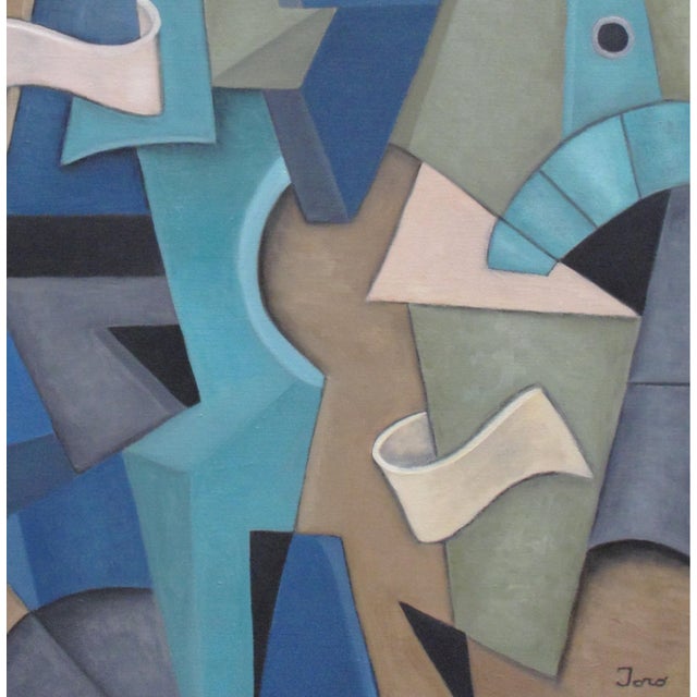 Textile "In and Out"/ Cubist Oil Painting/ by Trish Toro, Framed For Sale - Image 7 of 11