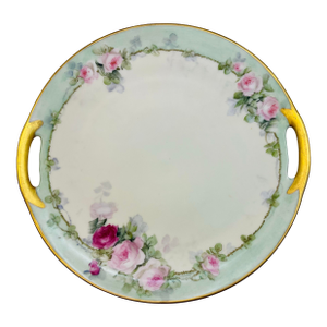 Early 20th Century Mint & Pink Pastel Rose Plate