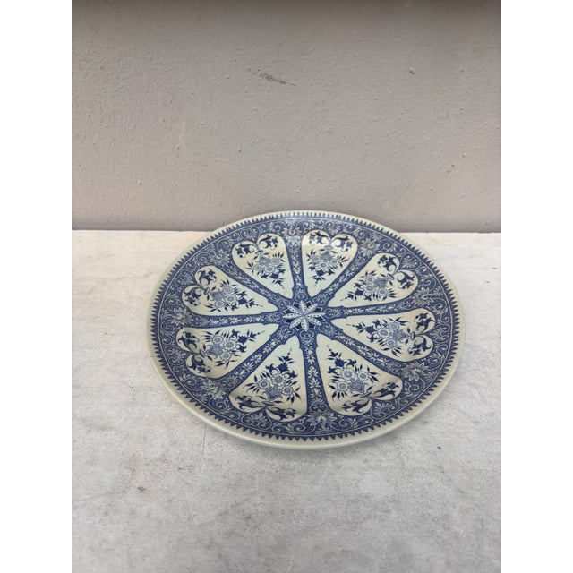 19th Century French Blue & White Faience Dessert Plate Sarreguemines. 8.5 inches diameter.