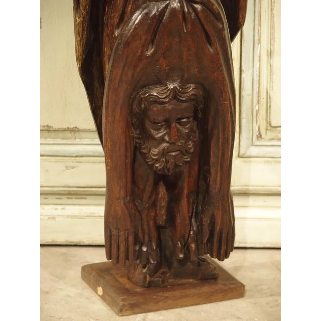 18th Century Carved Oak Statue Depicting St. Bartholomew For Sale - Image 12 of 13