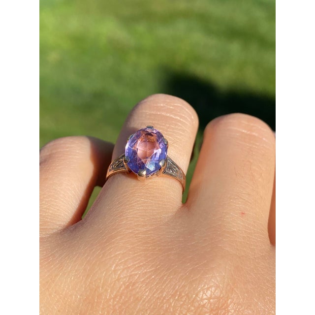 The Bickville: Ladies Victorian 14K Rose Gold Cocktail Ring set with Amethyst. Crafted in 14 karat rose gold, this antique...