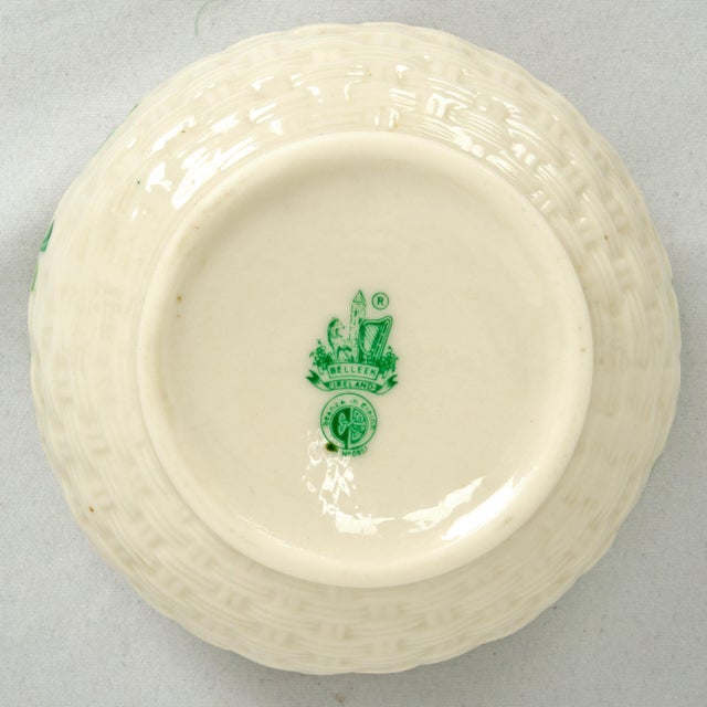 Belleek Shamrock Basketweave Irish Tea Serving Set 6th Green Mark For Sale - Image 13 of 18