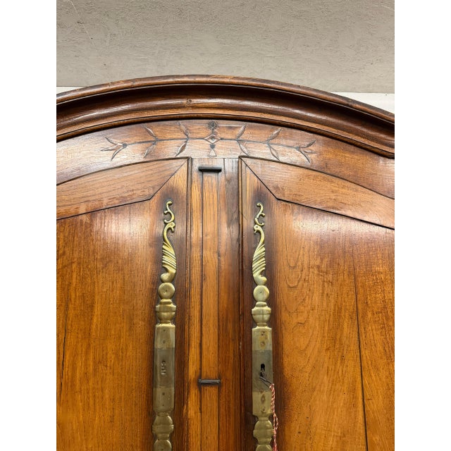 18th Century Country French Louis XV Style Chestnut Armoire With Bonnet Top, Circa 1790 For Sale - Image 12 of 14