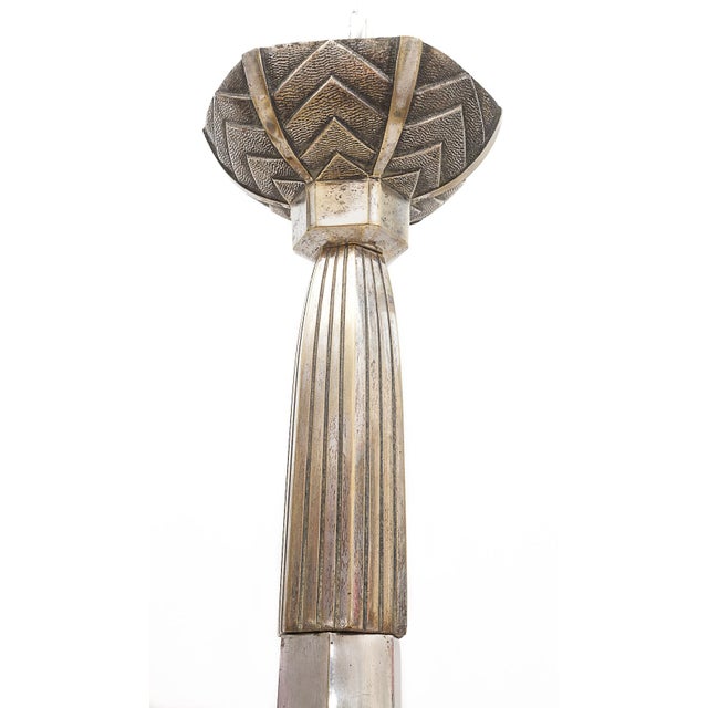 Art Deco Silver-Plated Brass Chandelier, 1920s For Sale - Image 11 of 12