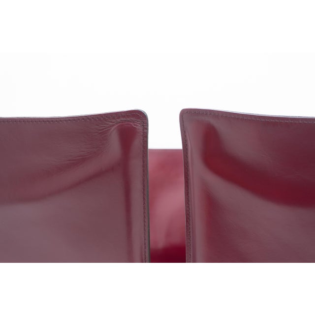 Maroon Cab 412 Bordeaux Red Chair Set by Mario Bellini for Cassina, 1990s, Set of 8 For Sale - Image 8 of 17
