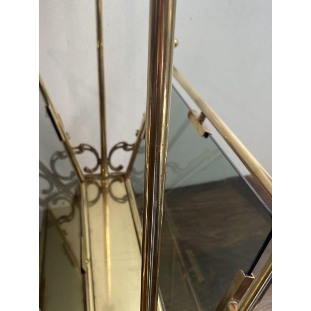 1940s Neoclassical Magazine Rack in Brass and Bluish Glass, 1950s For Sale - Image 5 of 14