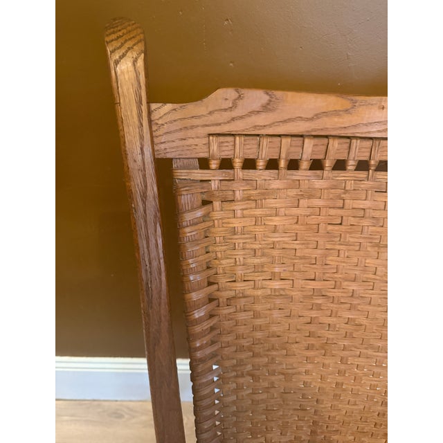 Antique Oak Rocking Chair With Woven Splint Seat and Back For Sale - Image 14 of 16