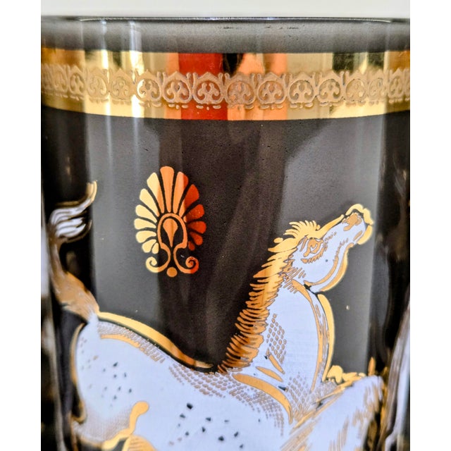 Glass Vintage Culver-Attributed "Ming" Wild Horses Smoke Glass Highballs, Set of 8 For Sale - Image 7 of 10