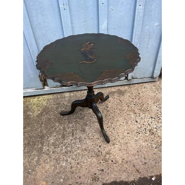 Early 20th Century John A. Colby & Sons Hand Painted Tilt Top. Side Table For Sale In Washington DC - Image 6 of 12