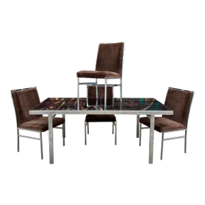 Milo Baughman Chrome and Smoked Glass Dining Set Dillingham Chairs
