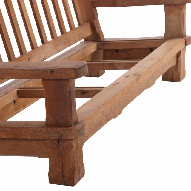 A French Heavy Oak Brutalist Style Open Arm Sofa Frame, C. 1960. For Sale - Image 4 of 5