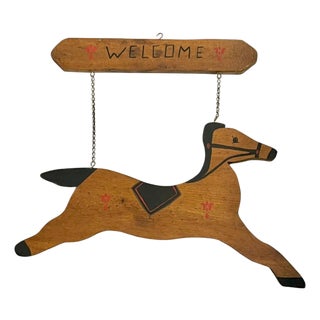 Mid-20th Century Folk Art Horse Welcome Sign For Sale