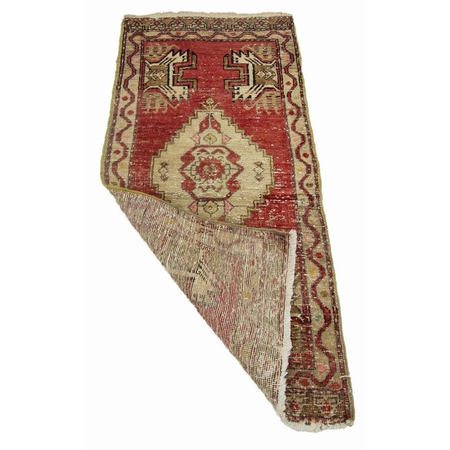 Mid-Century Modern Distressed Mini Vintage Rug For Sale - Image 3 of 4