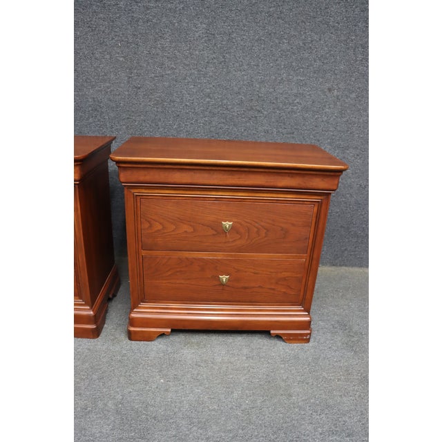 Louis Philippe Style Cherry Nightstands by Stickley – Pair For Sale - Image 15 of 15