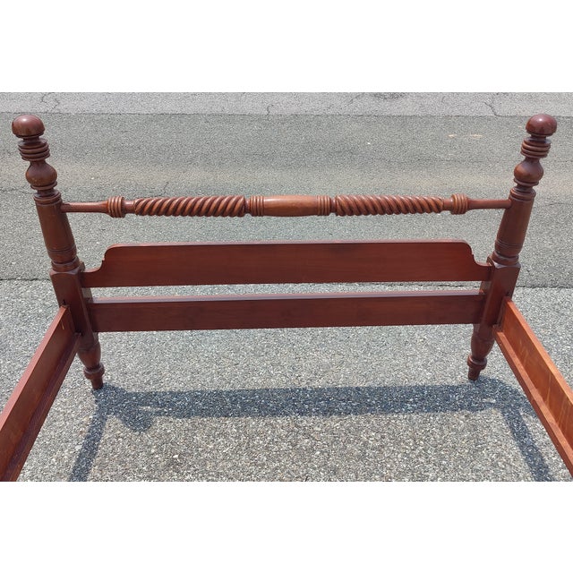 Vintage Willett Queen Size Cherry Wood Cannonball Bedframe For Sale In Washington DC - Image 6 of 9