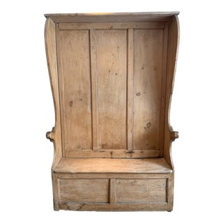 Late 18th Century Pine Fireplace Double-Sided Settle Bench For Sale