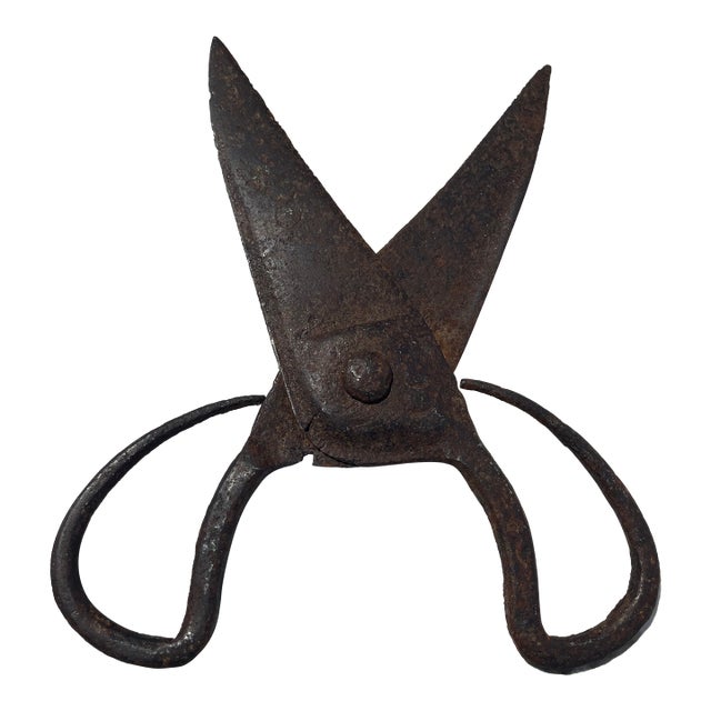 15th Century Medieval Iron Scissors With Makers Mark Shears 600+ Years Old Antique Tools Farming Tailoring For Sale