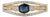 14k Yellow Gold Blue Sapphire & Diamond Split Shank Modern Ring Size 9 For Sale