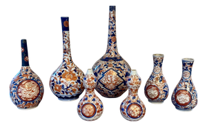 Antique Japanese Imari Vases, 1900, Set of 7