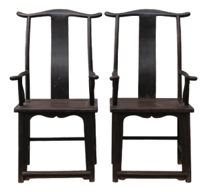 Set of Antique Chinese Yoke Back Armchairs