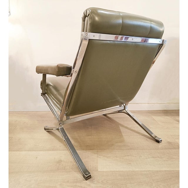 1970s Vintage Metal and Skai Armchair, 1970s For Sale - Image 5 of 6