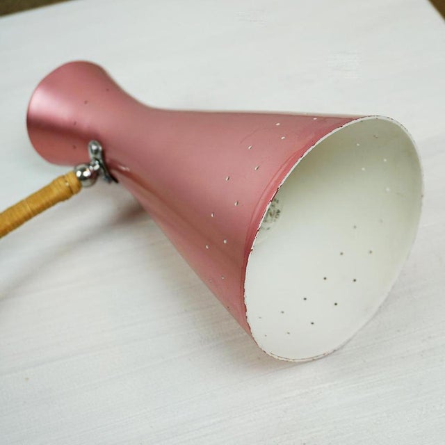 1950s Mid-Century Austrian Pink Adjustable Wall Lamp attributed to Rupert Nikoll, 1950s For Sale - Image 5 of 18