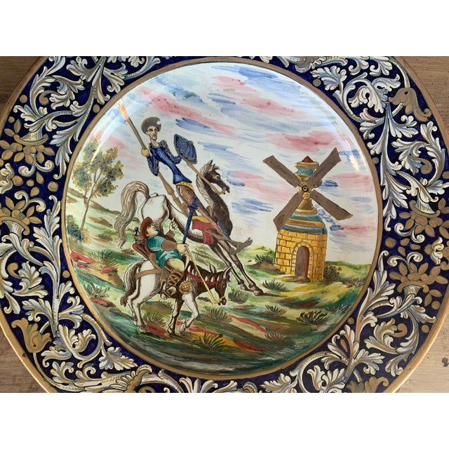 19th Spanish Decorative Charger Plate Depicting Don Quixote For Sale - Image 10 of 18