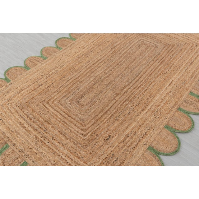 Not Yet Made - Made To Order Olive Green Scallop Edge Jute Rug 2.6x10 Ft. For Sale - Image 5 of 13