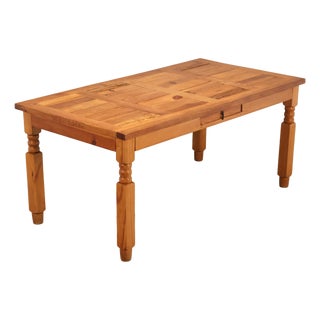 Mexican Pine Vintage Rustic One Drawer Writing or Dining Table For Sale