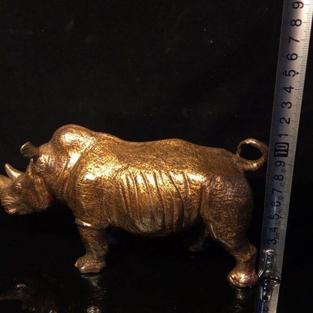 Late 19th Century Gilt Bronze Rhinoceros Statue, 1.1kg For Sale - Image 4 of 9