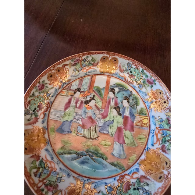 Chinese Antique Chinese Porcelain Mandarin Rose Canton Set Plates For Sale - Image 3 of 8