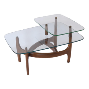 Mid Century c.e. Waltman for Tonk Mfg Glass Step Side Table