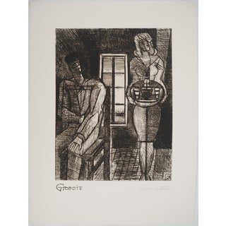 Marcel Gromaire, At the Bar, The Waitress, Original Copper Engraving For Sale