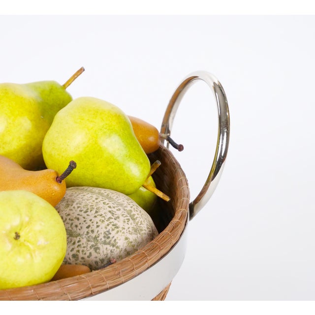 Mid Century Modern Chrome Ring-Handled Basket Centerpiece Composite Fruit Pears For Sale In New York - Image 6 of 10