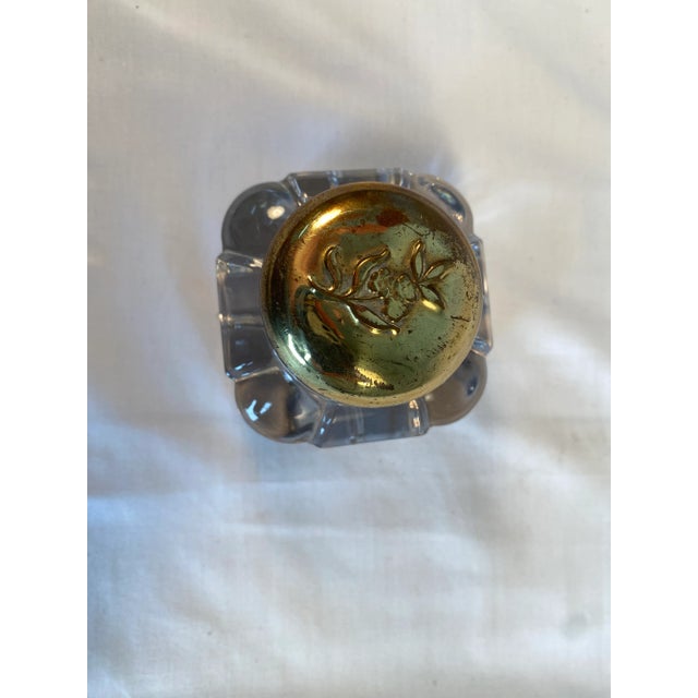 Early 20th Century Large Glass Inkwell With Brass Top For Sale - Image 4 of 6