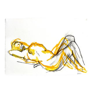 "Modern Model" Contemporary Abstract Figurative Nude Ink Drawing by Martha Holden For Sale