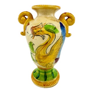 Antique Japanese Hand-Painted Dragon Crackle Glaze Vase For Sale