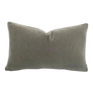 Solid Gray Mohair Lumbar Pillow Cover - 12" X 20" For Sale