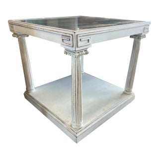 Vintage Hollywood Regency Fluted Column Side Table With Smoky Mirror Top For Sale