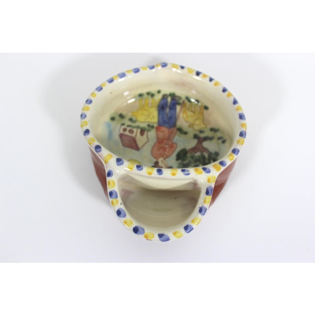 Vintage Hand Painted Portugal Pottery Olive Dish Bowl For Sale - Image 4 of 9