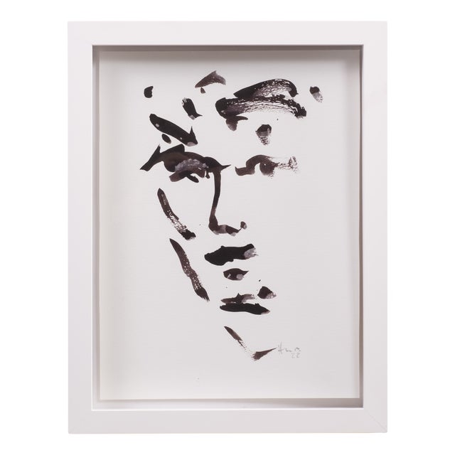 Hans-Henrik Husemann, Face to Face, 2022, Sepia on Paper, Framed, 2022, Ink & Paper For Sale