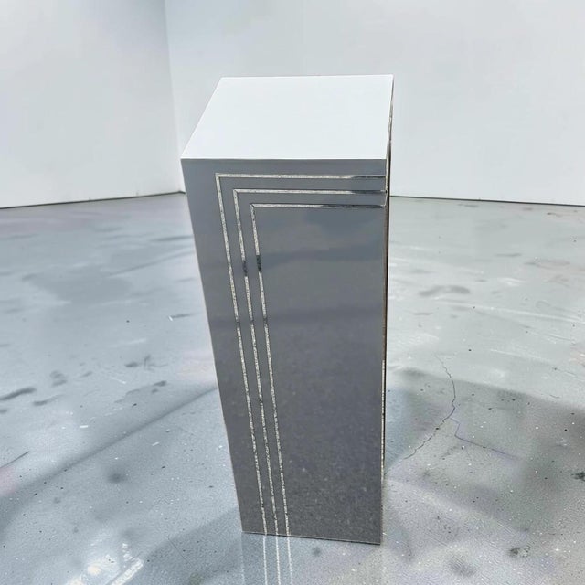 1980s Chrome Stripe Postmodern Pedestal For Sale - Image 5 of 10