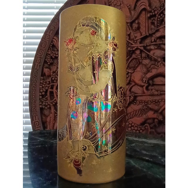 Abstract 1970s Rosenthal Large Numbered 24k Gold Plated Multicolor Porcelain Vase For Sale - Image 3 of 9