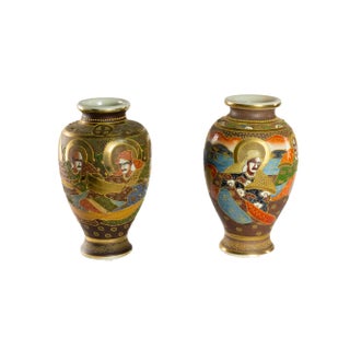 Japanese Kinkozan Satsuma Vases, Set of 2 For Sale