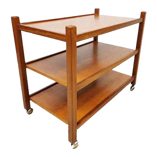 Mid-Century Danish Teak Serving Trolley For Sale