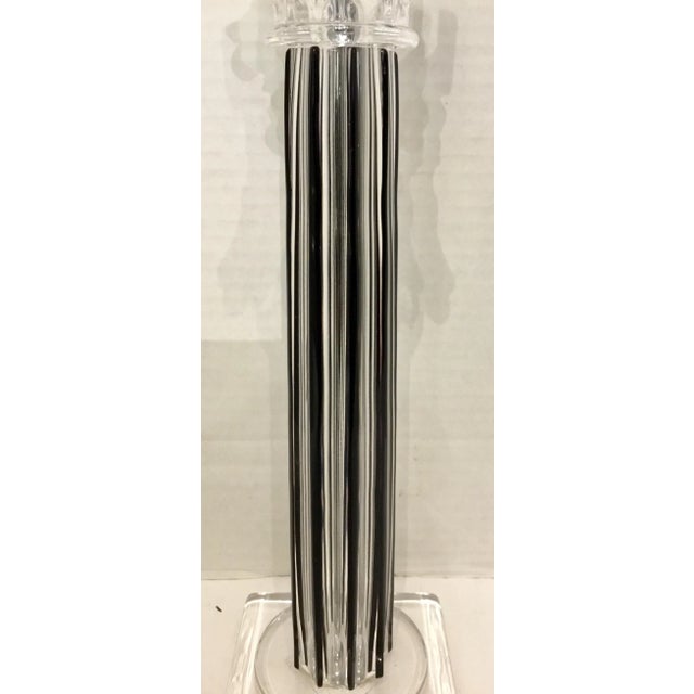 Italian Black and Clear Crystal Column Table Lamp For Sale - Image 4 of 6