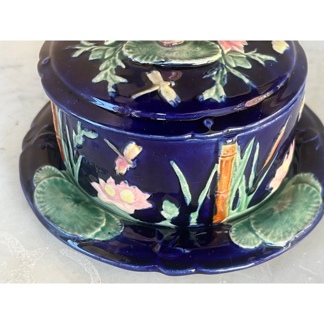 Forester Antique Cobalt Lidded Butter Dish With Bird For Sale - Image 11 of 14