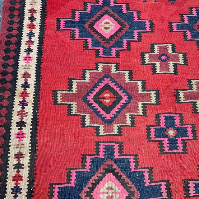 Burgundy 5ft 8in × 10ft Turkish Kilim Area Rug For Sale - Image 8 of 12