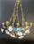 Ceiling chandelier so called " lustre en opaline" modell aux liserons ( snow rose ) france circa 1880-1900, white and blue...